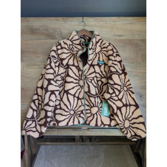 Parks Project Jacket Womens XL Brown Fleece Desert Wildflowers High Pile NWT - Picture 1 of 3